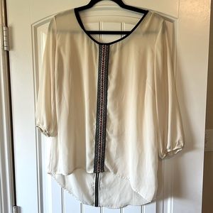 Sheer blouse with native and zipper detail